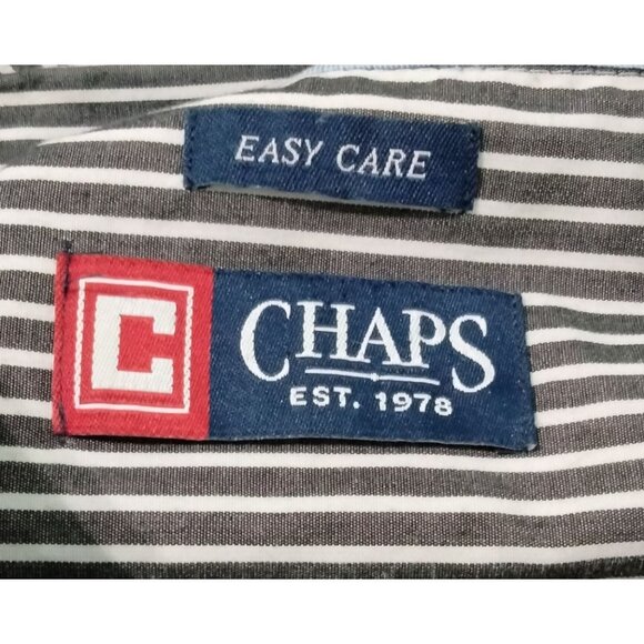 Chaps Mens Size XL Shirt Button-Down Black & White Striped Long Sleeve - Picture 7 of 9
